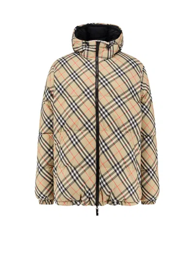 Burberry Quilted Jacket With Distinctive Plaid Pattern In Multi