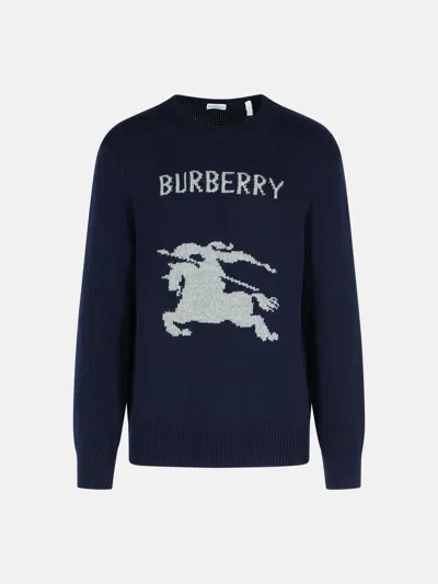 Burberry 'snowdonia' Wool And Navy Cashmere Sweater In Blue