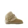 Burberry Embellished Shearling And Suede Boots In Brown