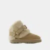 Burberry Chubby Snow Boots In Suede And Beige Shearling Women In Neutral