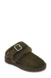 Burberry Womens Khaki Snug Low Sheepskin Mules In Green