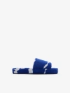 Burberry Snug Cotton Slippers In Blue