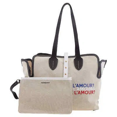 Pre-owned Burberry Soft Belt Tote 8031650 In Natural White
