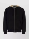BURBERRY SOFT COTTON HOODED SWEATER WITH CHECK-PATTERN FINISH