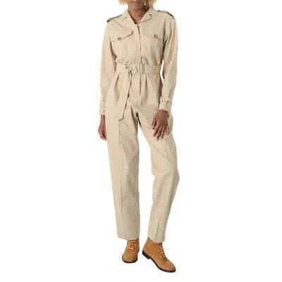 Pre-owned Burberry Soft Fawn Cotton Catalina Straight-leg Jumpsuit In Check Description