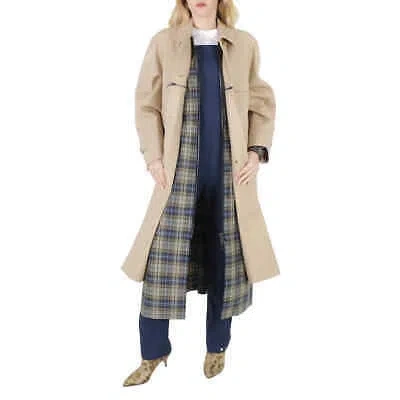 Pre-owned Burberry Soft Fawn Cotton Gabardine Single-breasted Reconstructed Car Coat, In Check Description