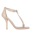 BURBERRY BURBERRY SOFT FAWN LEATHER STEFANIE T-STRAP STILETTO SANDALS