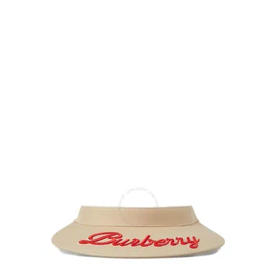 Burberry Soft Fawn Varsity Logo Wide Peak Visor In Neutral