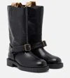 Burberry Soft Saddle Leather Mid-calf Boots In Black