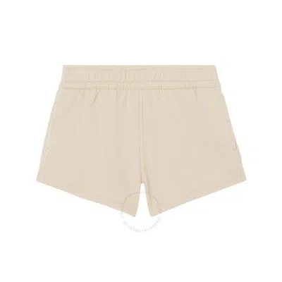 Burberry Soft Taupe Ember Cotton Cashmere Logo Detail Shorts In Brown