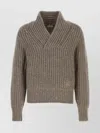 Burberry Soft Wool Knit Sweater With Shawl Collar In Gray