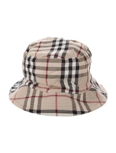 Pre-owned Burberry Solid Canvas Bucket Hat In Neutral