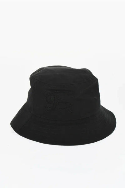 Burberry Solid Color Bucket Hat With Embroidered Logo In Black