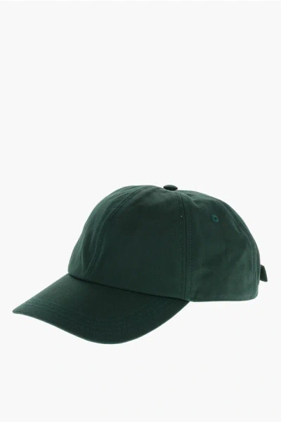 Burberry Solid Color Cap With Embroidered Logo In Green