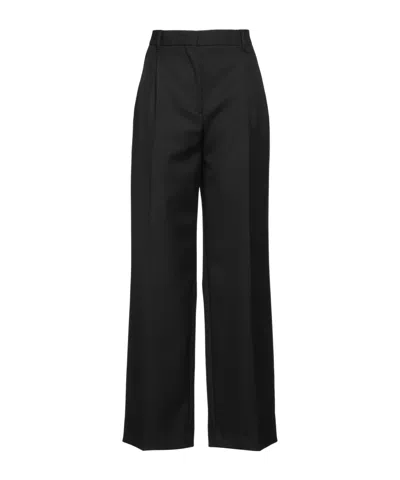 Burberry Solid Color Casual Trousers In Black