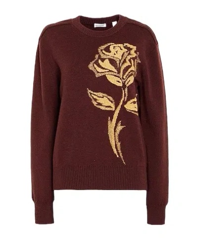 Burberry Solid Color Crew Neck Knit Sweater In Brown