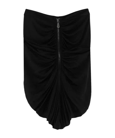 Burberry Solid Color Elastic Waist Midi Skirt In Black