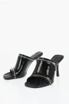 Burberry Solid Color Leather Sandals With Zip Detail Heel 10cm