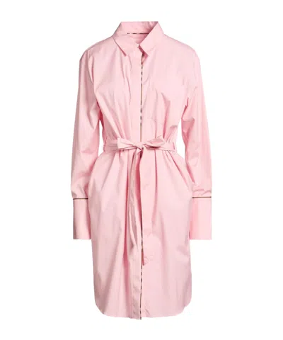 Burberry Solid Color Long Sleeve Shirt Dress In Pink
