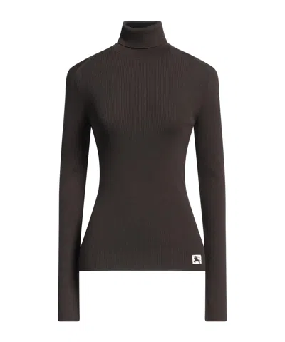 Burberry Solid Color Polo Necks In Dark Brown