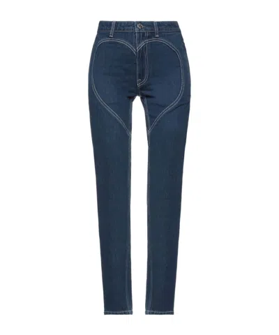 Burberry Solid Color Straight Leg Pants In Blue