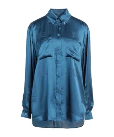 Burberry Solid Colour Shirts  Blouses In Blue