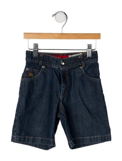 Pre-owned Burberry Babies' Solid Denim Shorts In Blue
