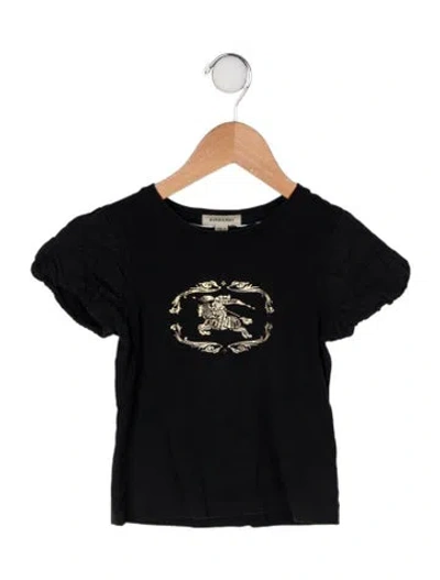 Pre-owned Burberry Babies' Solid Graphic Print T-shirt In Black
