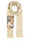 Burberry Solid Label Beige Cashmere Scarf In Nutmeg