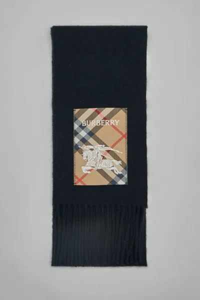 Burberry Solid Label Scarf In Black