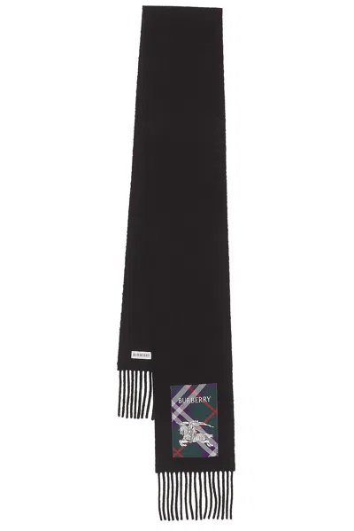 Burberry Solid Label Scarf In Black