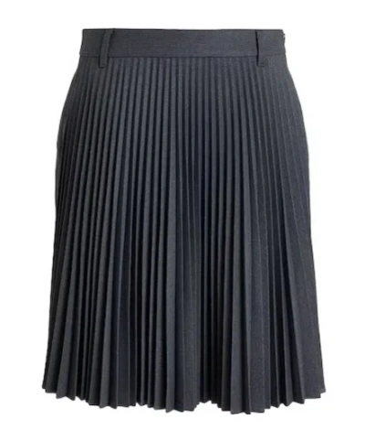 Burberry Solid Pleated Skirt In Blue