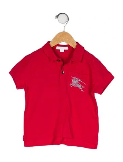 Pre-owned Burberry Babies' Solid Polo Top In Red