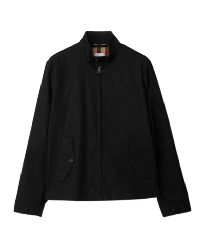 Burberry Solid Zip-up Jacket In Black