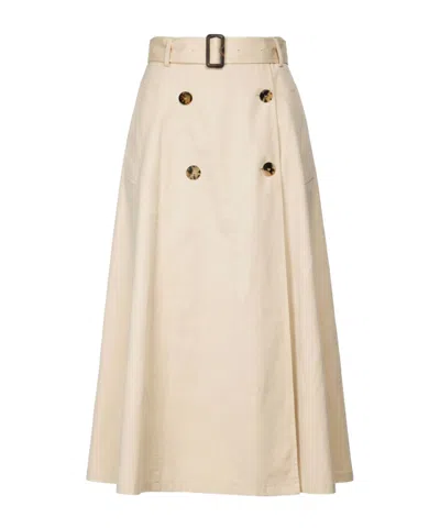 Burberry Solid-color Cinched Waist Half Skirt In Neutral