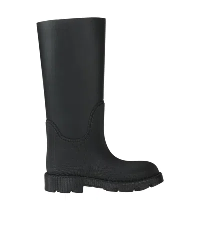 Burberry Solid-color Rubber Rain Boots In Black