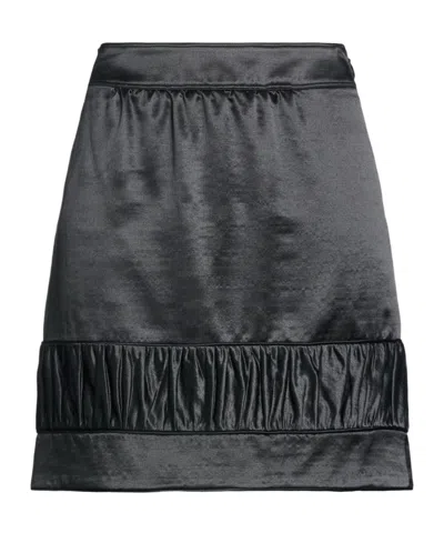 Burberry Solid-colored Satin Midi Skirt In Black