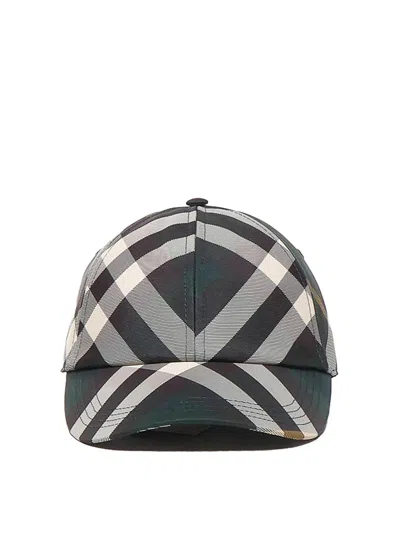 Burberry Baseball Cap Check In Dark Green