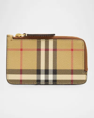 Burberry Somerset Check Grain Leather Wallet In Multi