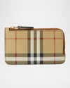 Burberry Beige Card Case With Check Motif In Eco Leather Woman In Archive Beige