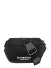 BURBERRY SONNY BLACK FANNY PACK WITH CONTRASTING LOGO PRINT IN NYLON MAN