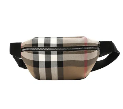 Pre-owned Burberry Sonny Check Canvas Bumbag In Taupe Brown