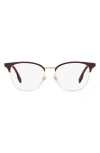 Burberry Sophia 52mm Square Optical Glasses In Light Gold/burgundy