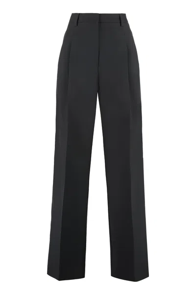Burberry Classic Wool Trousers For Women In Black