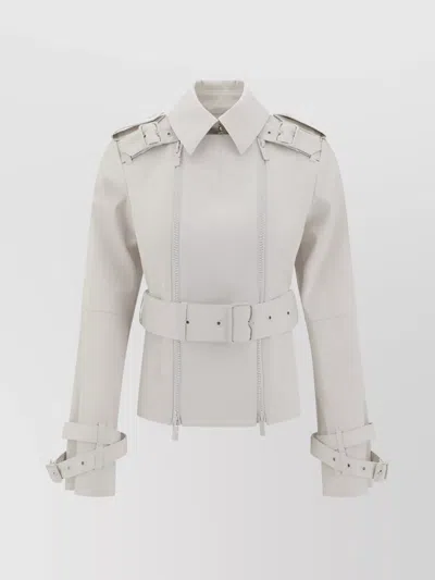 Burberry Sophisticated Cotton Jacket Emphasizing The Waist In White