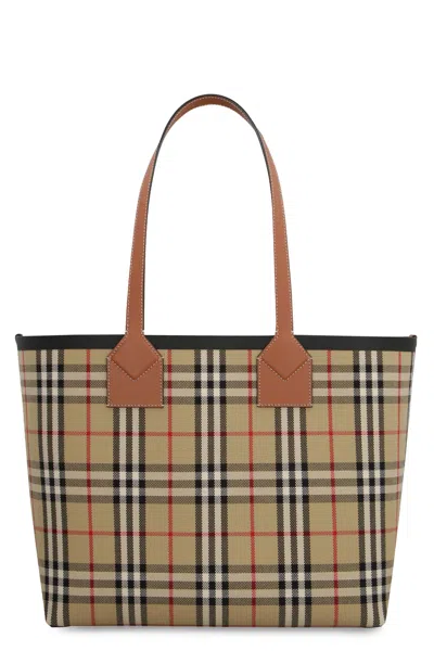 BURBERRY SOPHISTICATED LONDON CHECK-PATTERN TOTE HANDBAG FOR WOMEN
