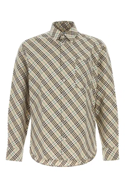 Burberry Embroidered Poplin Shirt With Button-down Collar In Cottonipcheck