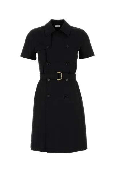 Burberry Waist Belted Midi Dress With Button Detailing In Black