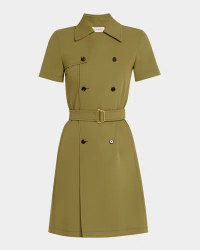 BURBERRY SHORT-SLEEVE BELTED MINI TRENCH DRESS