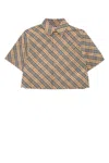 Burberry Cropped Check Cotton Shirt In Brown